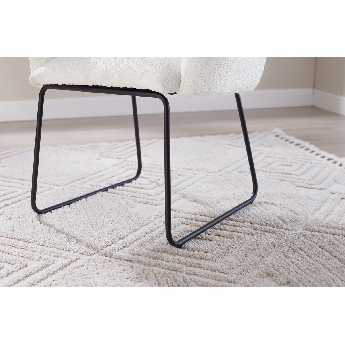 Fauteuil bouclé wit 73,5x64,5x87 cm