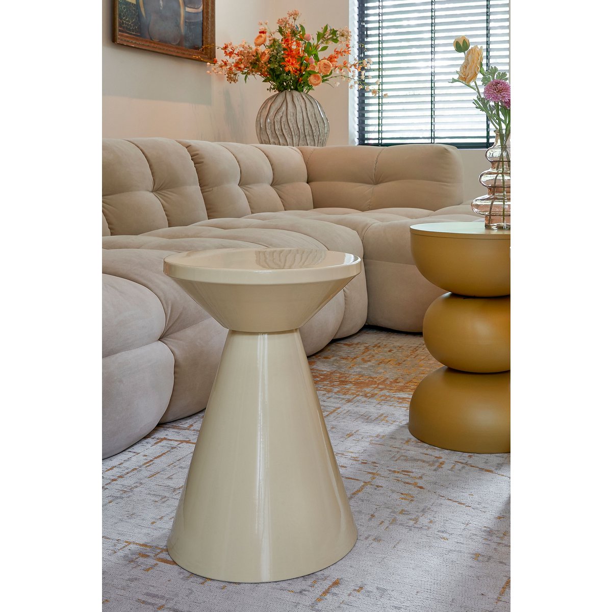 Bijzettafel 45x30.5 cm ijzer beige