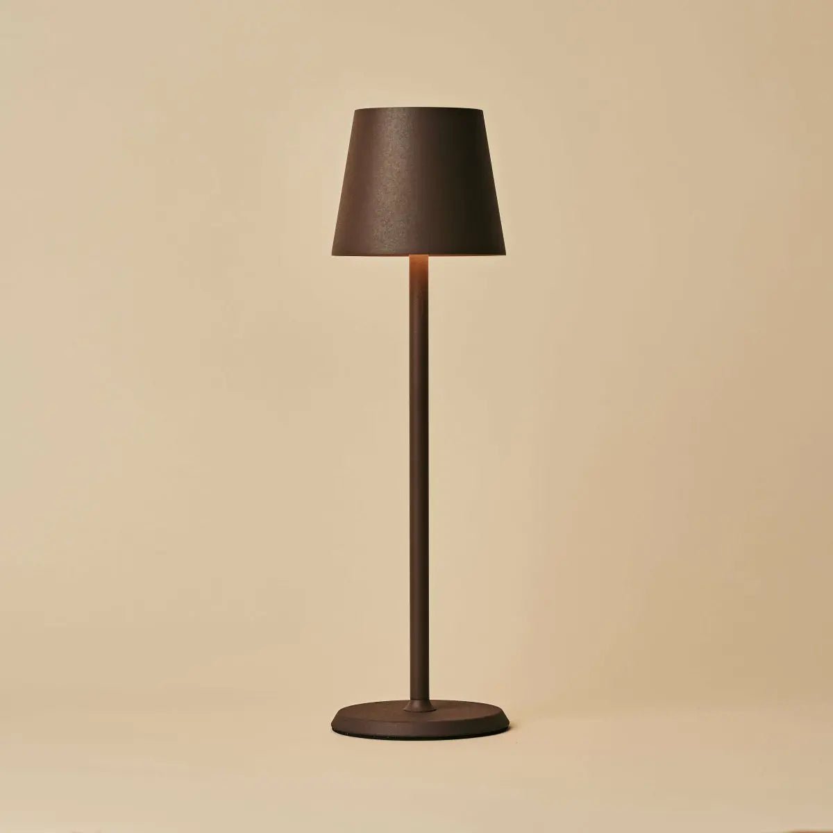 Draadloze tafellamp metaal bruin Ø14x36 cm dimbaar IP54