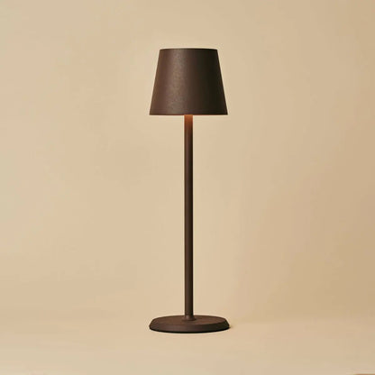 Draadloze tafellamp metaal bruin Ø14x36 cm dimbaar IP54