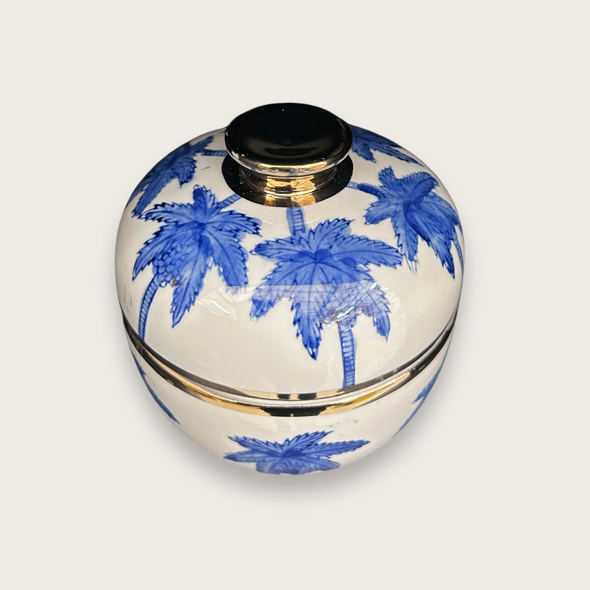 Porseleinen vaas Delfts blauw kokospalm