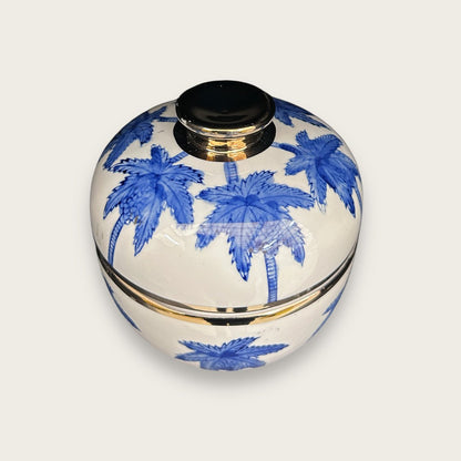 Porseleinen vaas Delfts blauw kokospalm