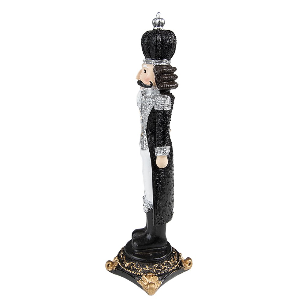 Notenkraker decoratie 24 cm zwart wit zilver