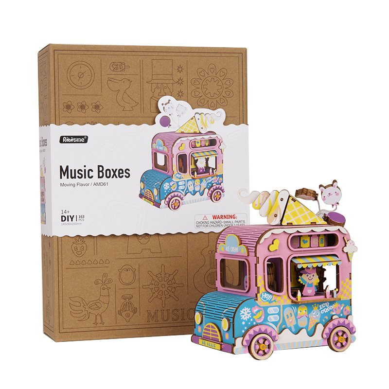 Muziekdoos Hout Diy 3D Puzzel AMD61 14x9x16 Cm Pakket