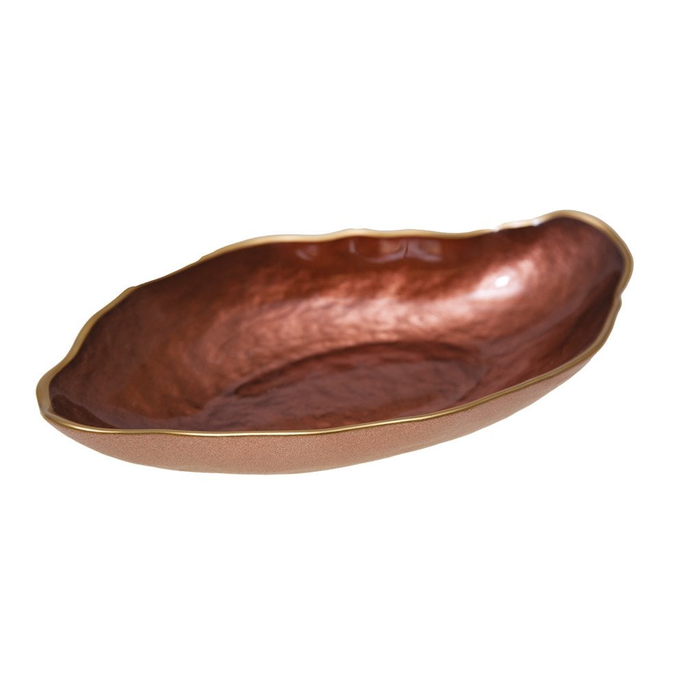 Ovale schaal 23x13 cm bruin goud