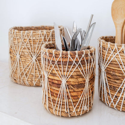 Plantenmand bananenvezel wit bruin