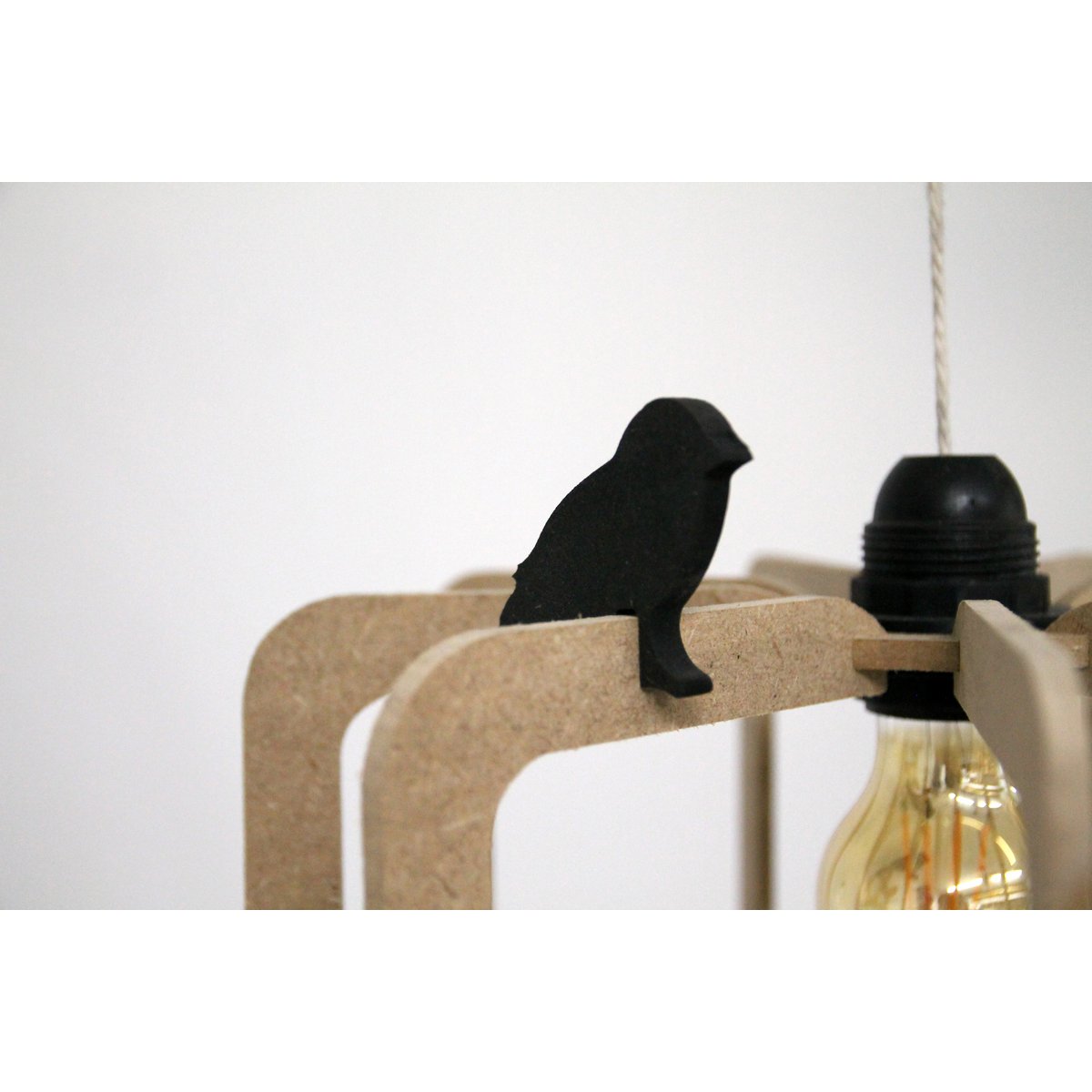 Hanglamp hout 30 cm MDF zwart