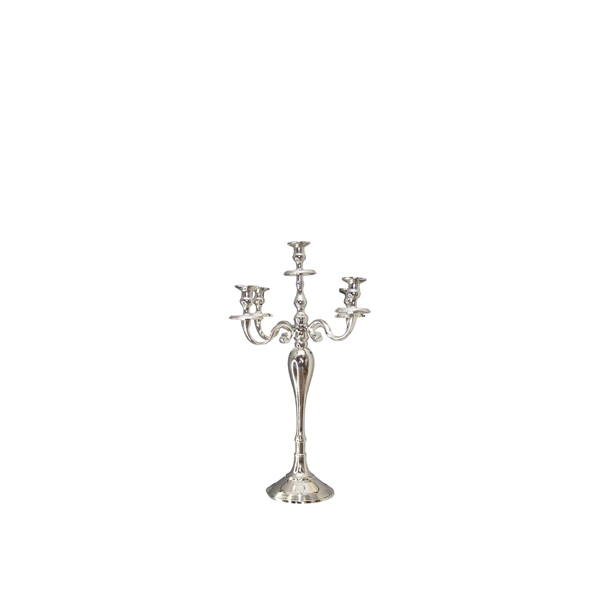 Kandelaar 5-arm zilver 40 cm