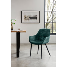 Armchair with honeycomb stitching in pine green velvet