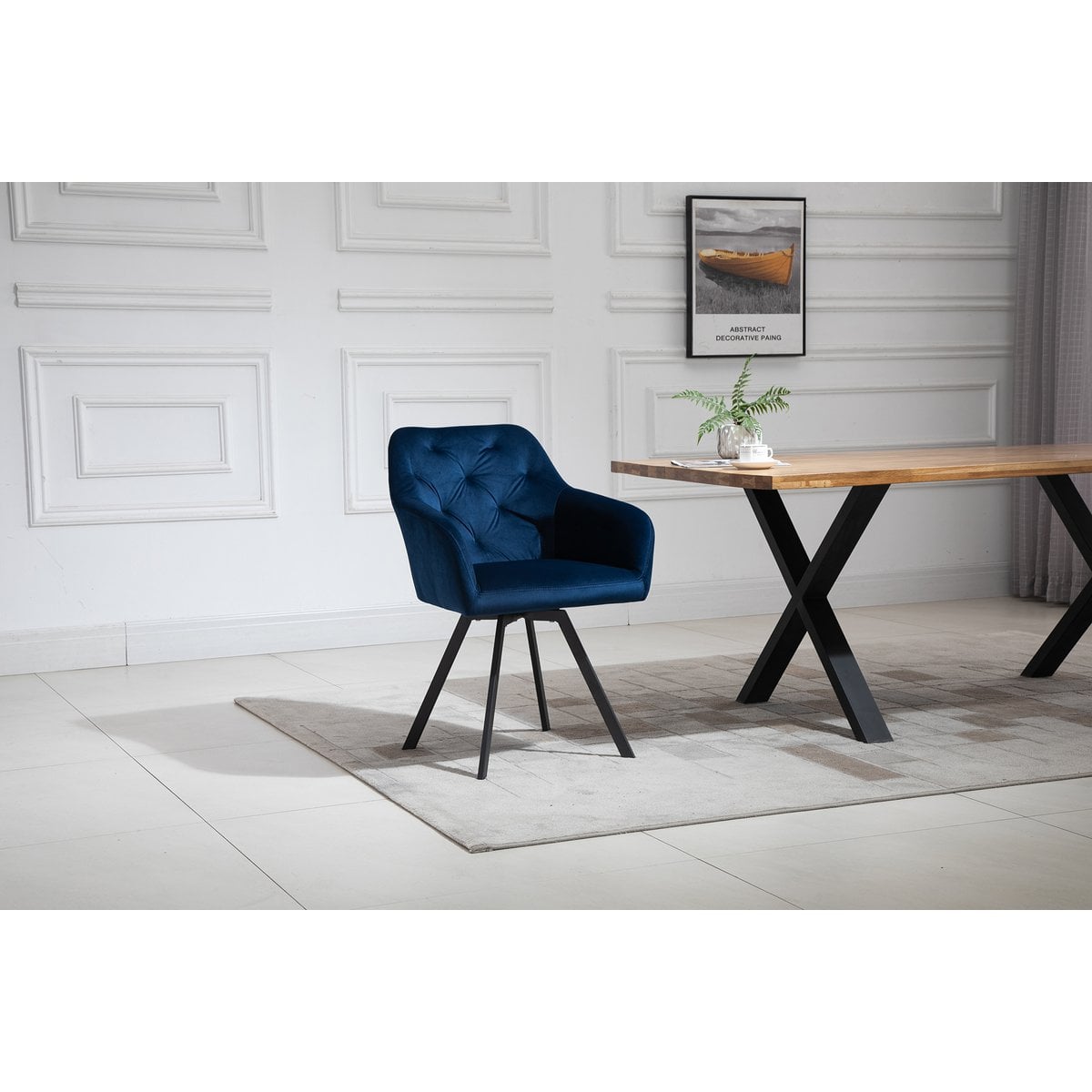 Fauteuil draaibaar blauw fluweel 61x62x85 cm