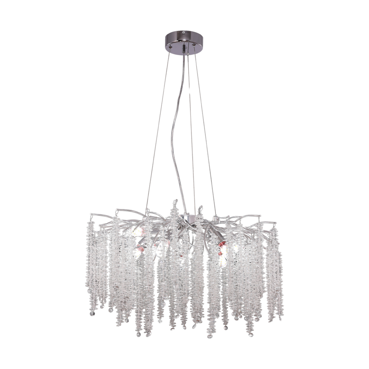 Hanglamp zilver rond 60 cm kristal