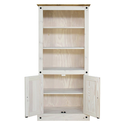 Boekenplank massief dennenhout 81x38x177 cm wit honing