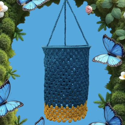 Lampion gehaakt turquoise geel organisch katoen