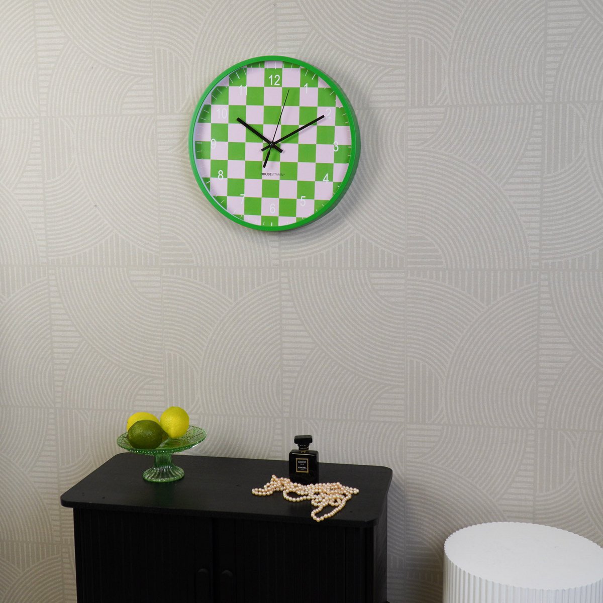 Wandklok 34x4x34 cm groen roze