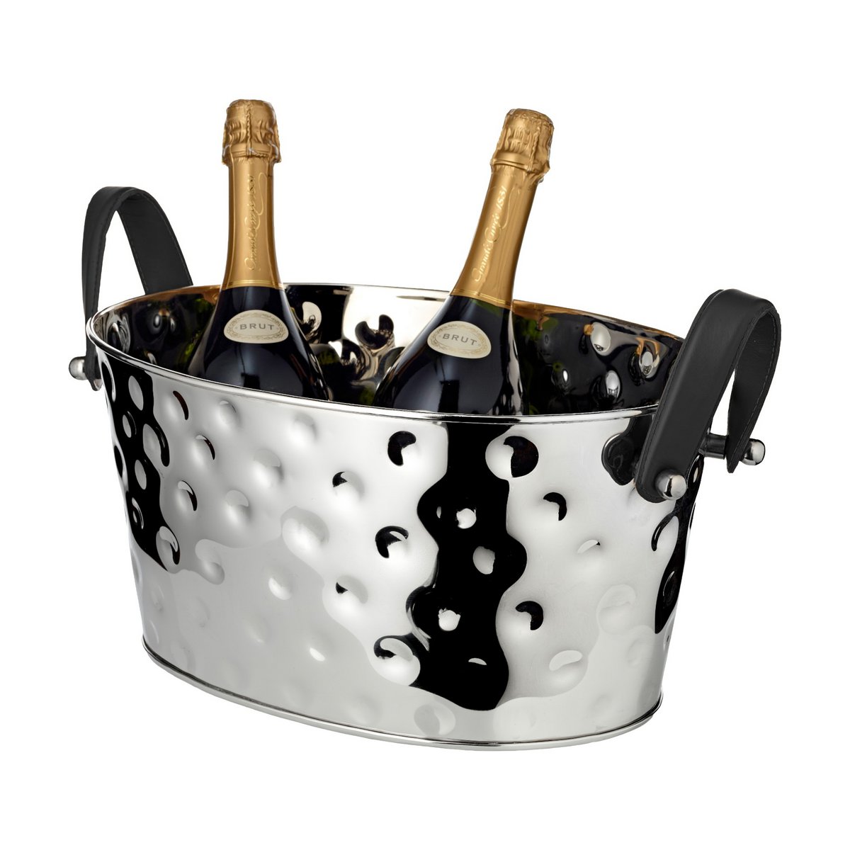 Champagnekoeler 39x29x19 cm roestvrij staal gehamerd