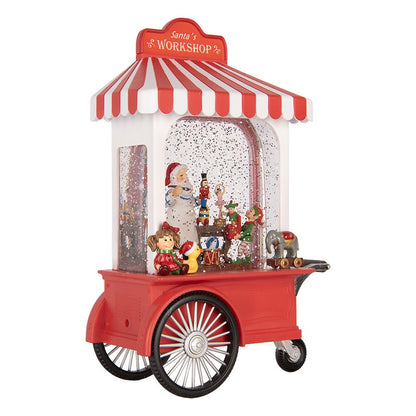 Kerstdecoratie muziekdoos ijskar 17x10x27 cm rood
