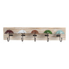 Wandkapstok 5 haken 60x10x12 cm bruin hout