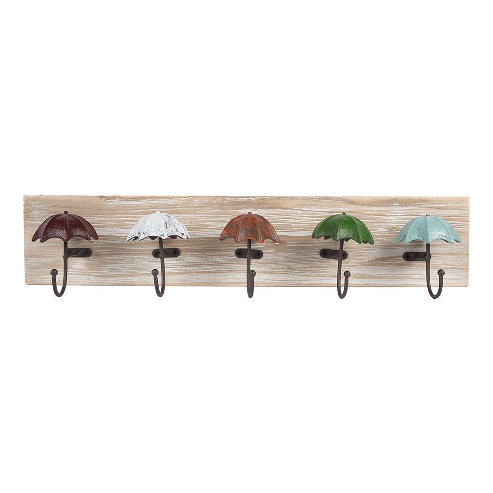 Wandkapstok 5 haken 60x10x12 cm bruin hout