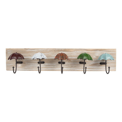 Wandkapstok 5 haken 60x10x12 cm bruin hout