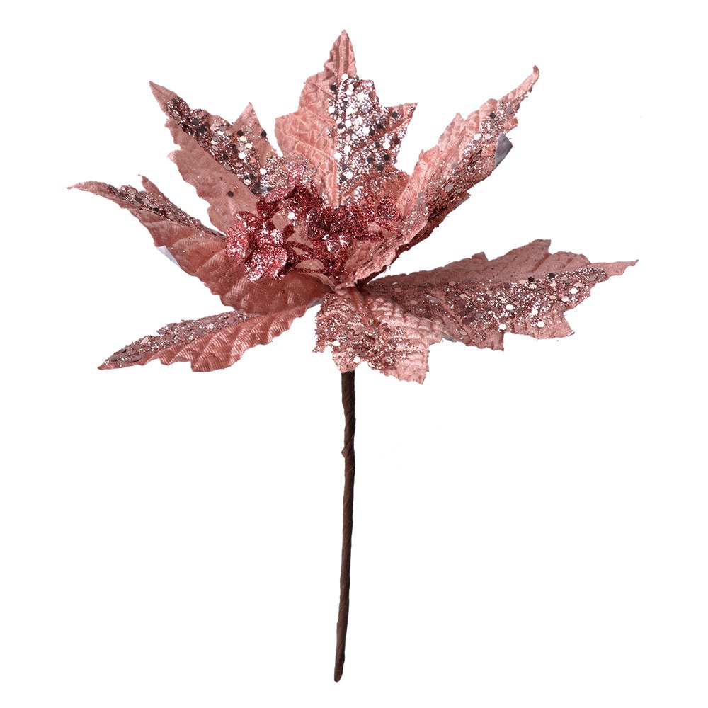 Kunstplant kerstster Ø 22x25 cm roze kunststof