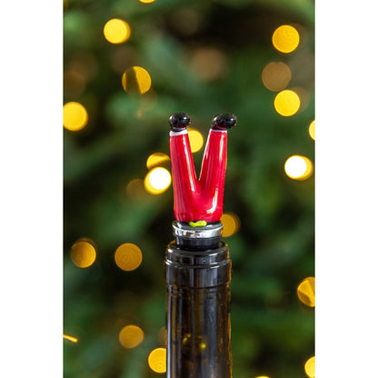 Flesafsluiting Santa Claus -benen (hoogte 10 cm) voor champagne, wijn en mousserende wijn, muranoglas