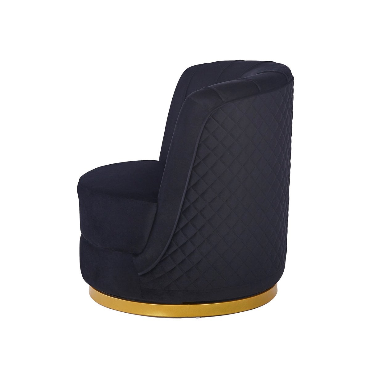 Black velvet swivel armchair