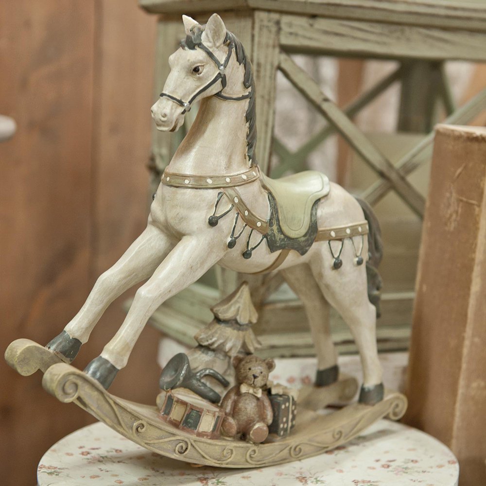 Horse Figurine 30x8x27 cm White Polyresin Christmas Decoration