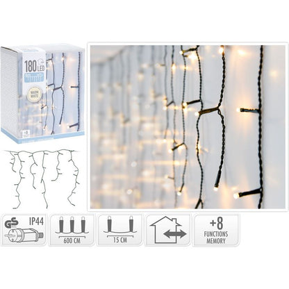 Ijspegel Verlichting - 180 Led - 6 Meter - Warm Wit - 8 Lichtfuncties