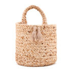 Opbergmand jute 20x20 cm met pompons