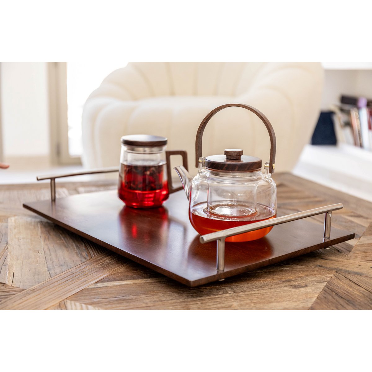 Glazen mok met filter en deksel 525 ml