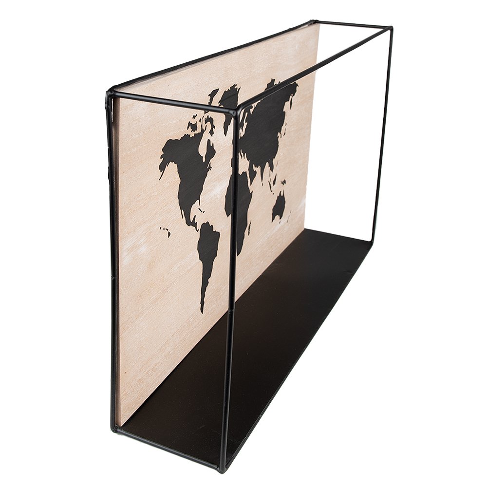 Wandrek 46x10x28 cm zwart bruin wereldkaart