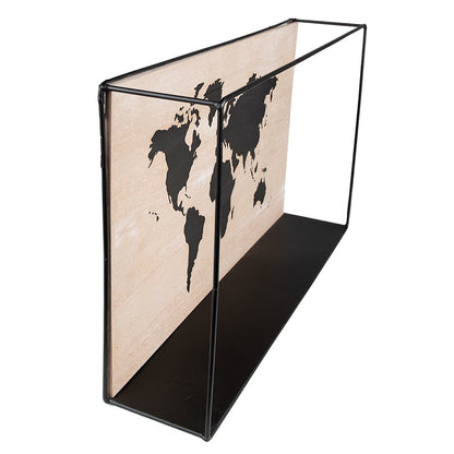 Wandrek 46x10x28 cm zwart bruin wereldkaart