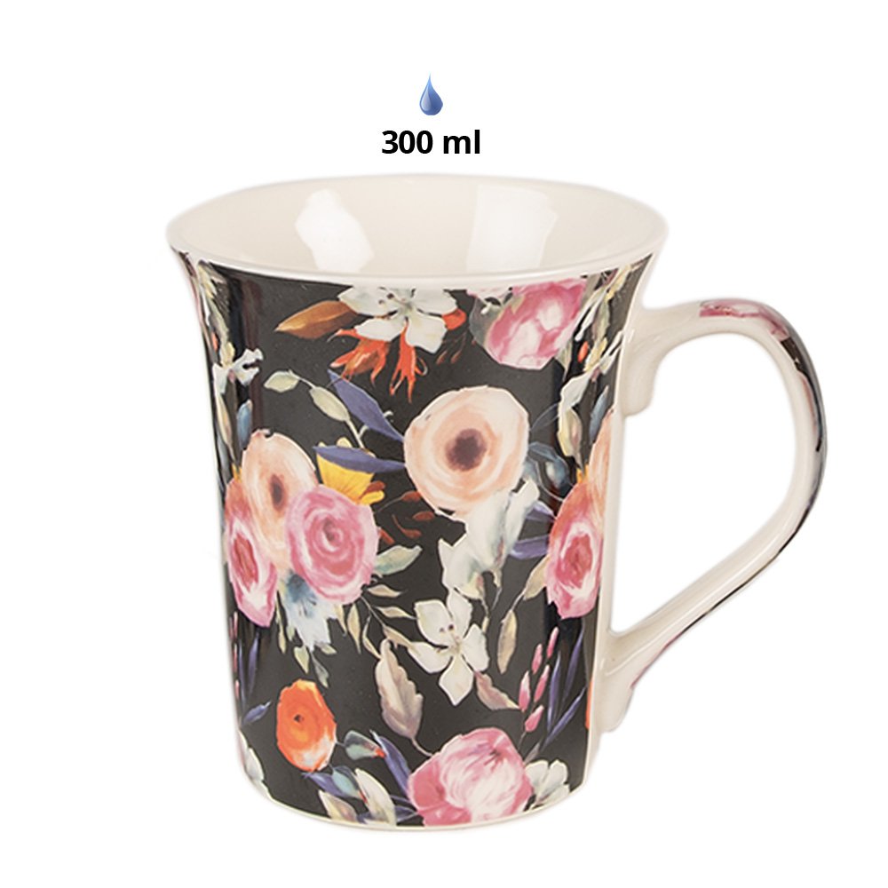 Mokken set van 4 300 ml porselein bloemen