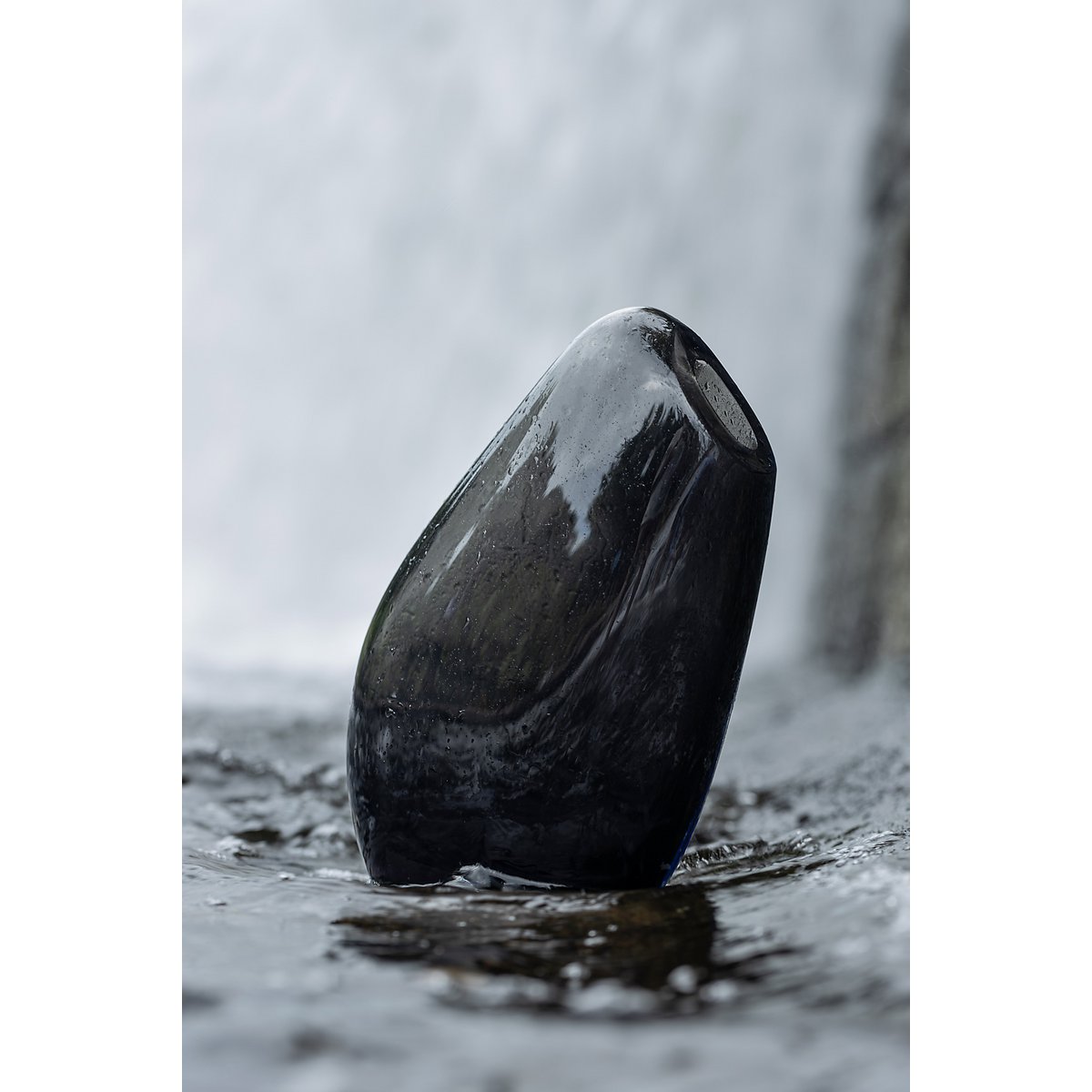 Vaas 30 cm grijs handgeblazen glas
