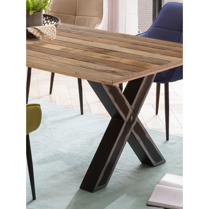 Eettafel 220x100 cm mangohout metaal industrieel