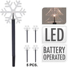 Garden Spike Lights 5 Pieces - With Timer - Snow