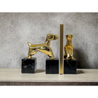 Boeksteunen set van 2 chrome terrier beeldjes marmer