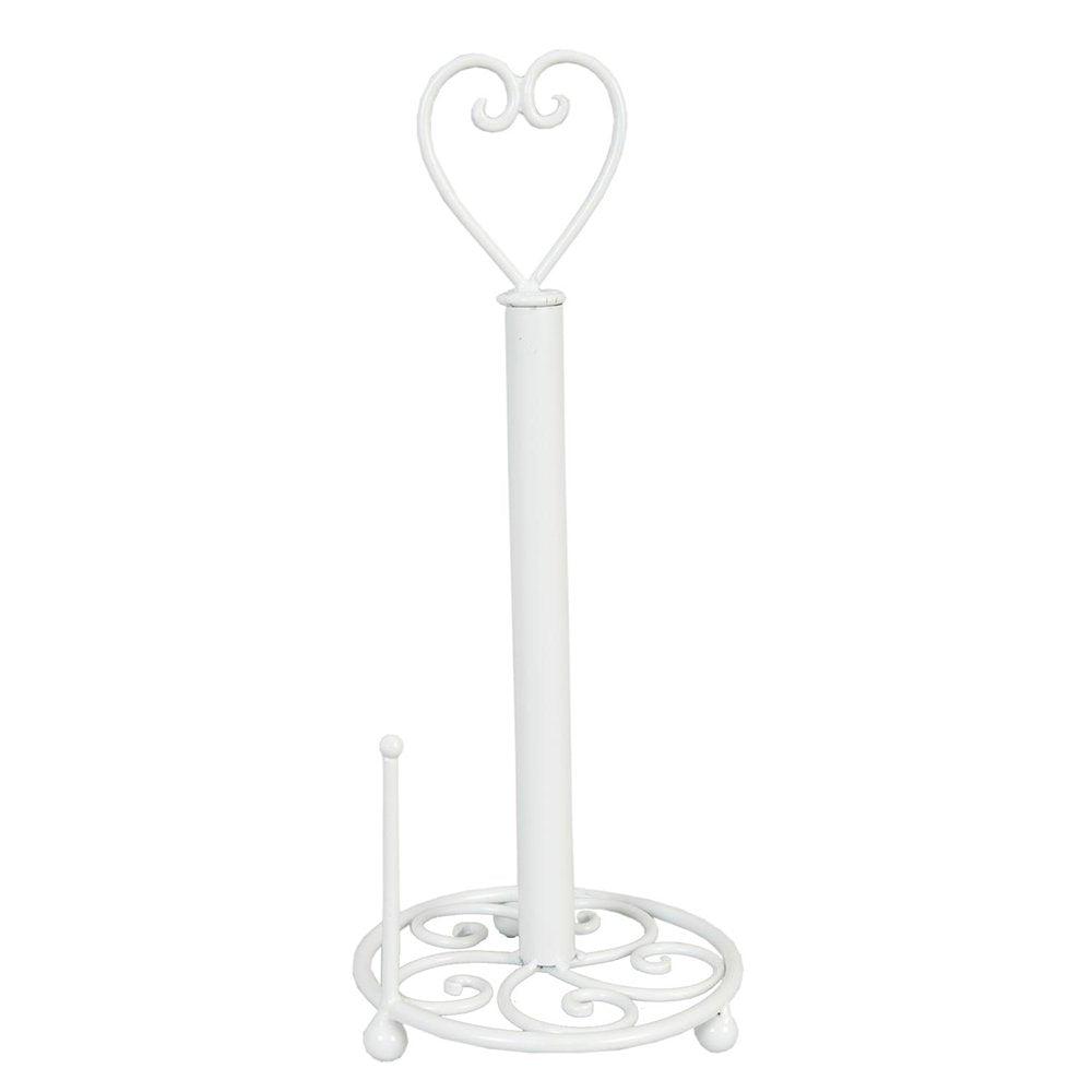 Paper Towel Holder Ø 18x39 cm White Iron Heart Roll Holder