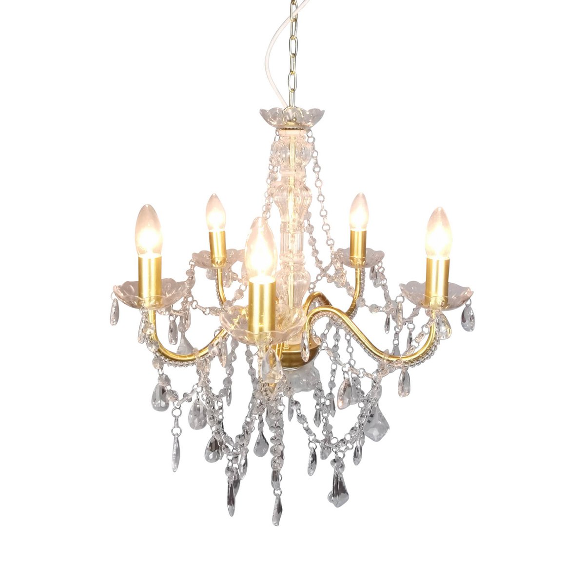 Kroonluchter Cecilia 52 cm goud metaal acryl E14