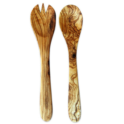 Saladeservers olijfhout 21 cm
