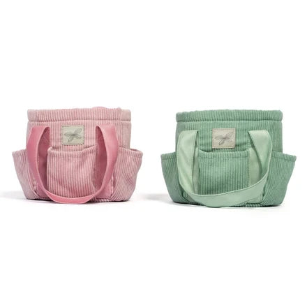 Verzorgingstas roze corduroy voor stokpaard