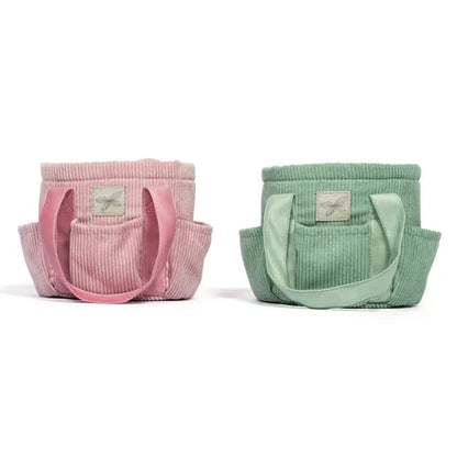 Verzorgingstas roze corduroy voor stokpaard