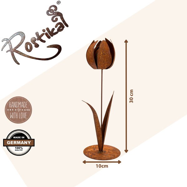 Roest decoratieve tulpen set metaal 27 cm en 30 cm