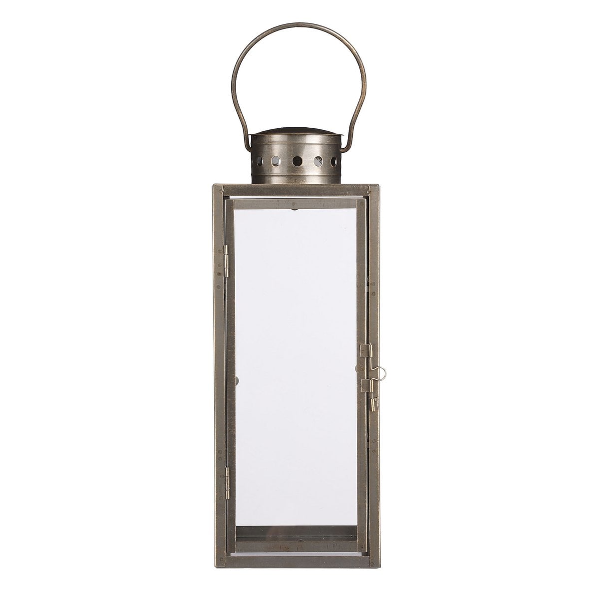 Lantaarn goud metaal glas 13,5x13,5x34,5 cm