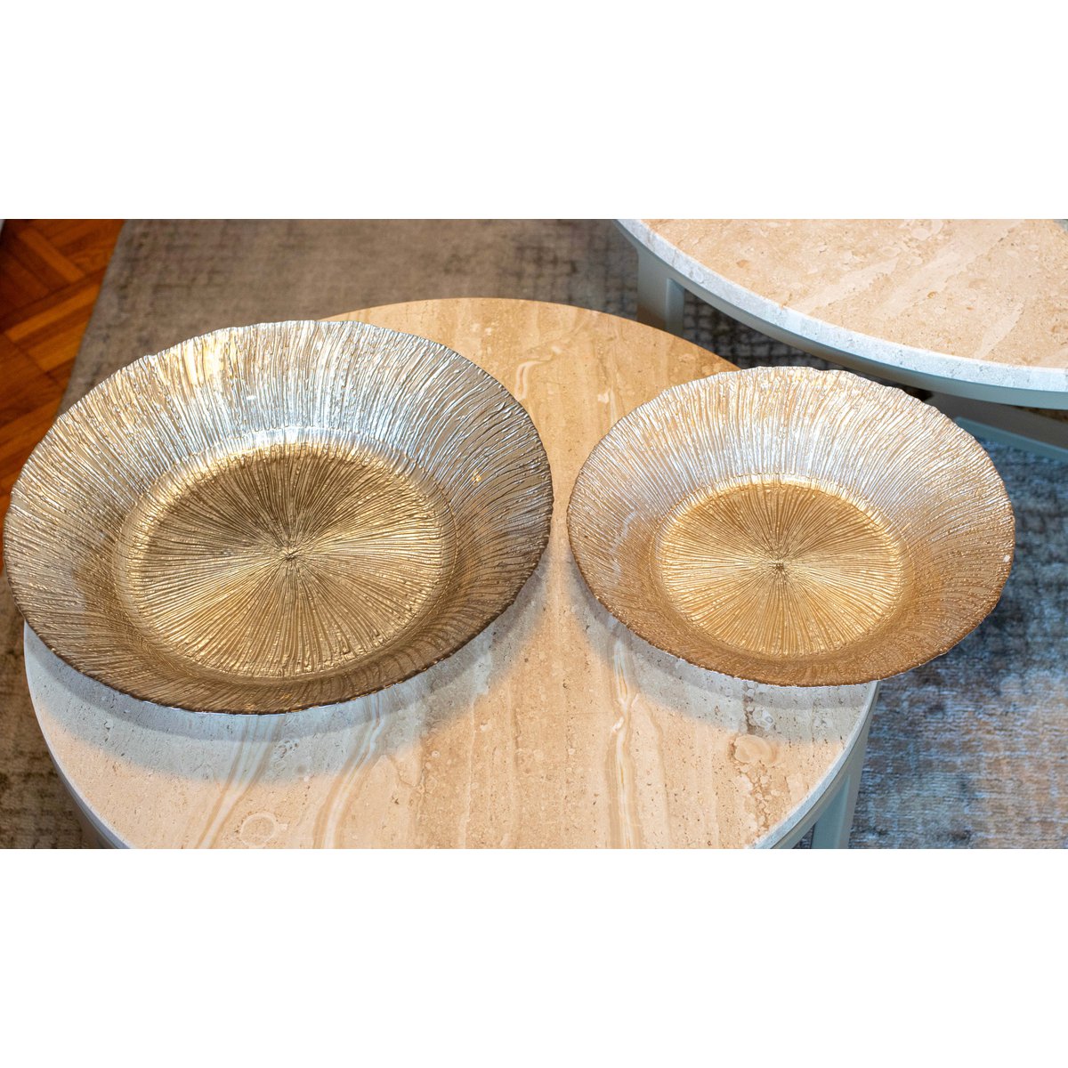 Moka rond 40x40x7 cm grijs glas