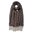 Sjaal 68x180 cm polyester bruin stippenmotief