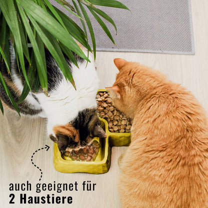 NE & NO® Bamboo Double Bowl for Cats and Dogs