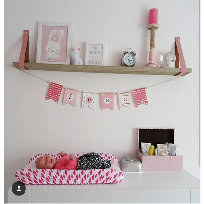 Leren plankdragers oud roze set van 2