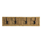 Wall Coat Rack 4 Hooks Brown, Rattan and Iron 62x9x15 cm