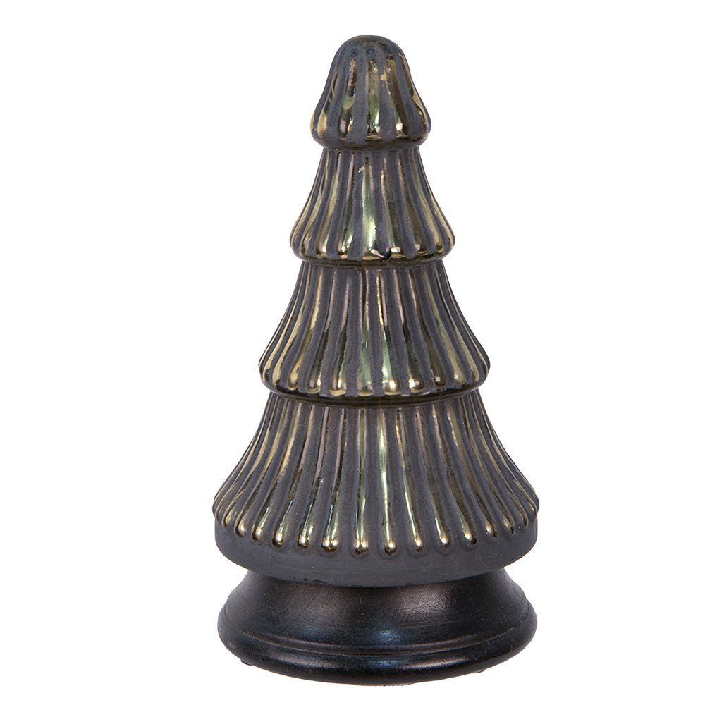 Kerstboom decoratie Ø 14x25 cm grijs goudkleurig glas